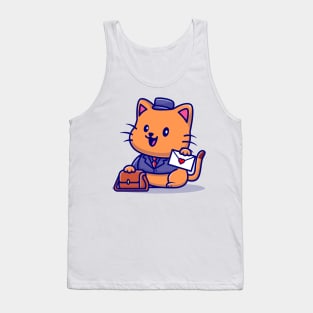 Cute Cat Postman Cartoon Tank Top